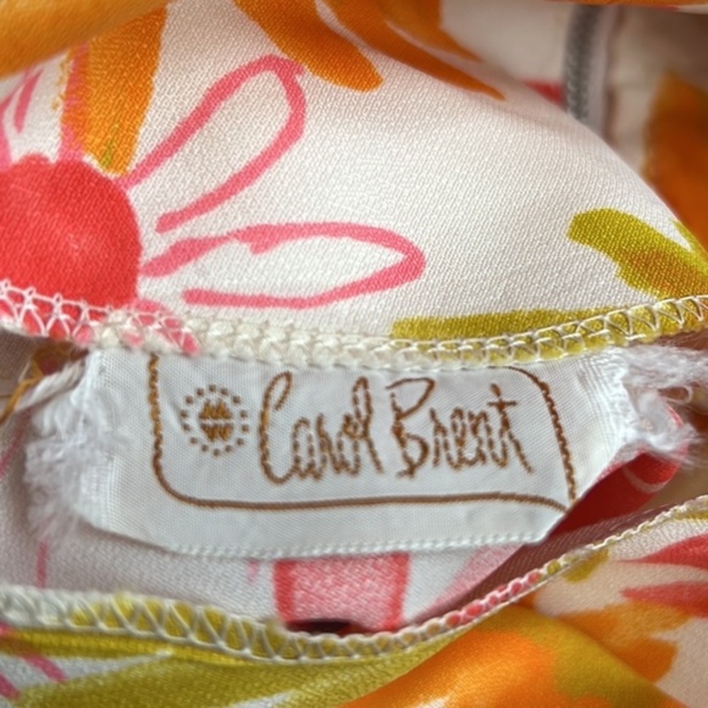 Vintage Carol Brent Pink Floral Print Ruffle Neckline Top - Picture 9 of 9